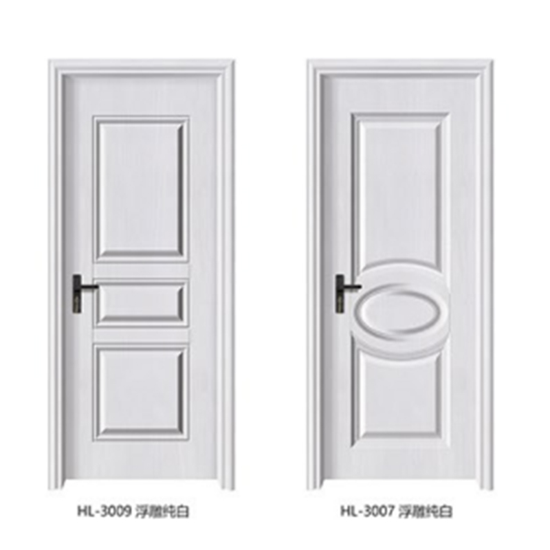 3D Mould Design Waterproof  WPC White Bathroom Door HL-3007
