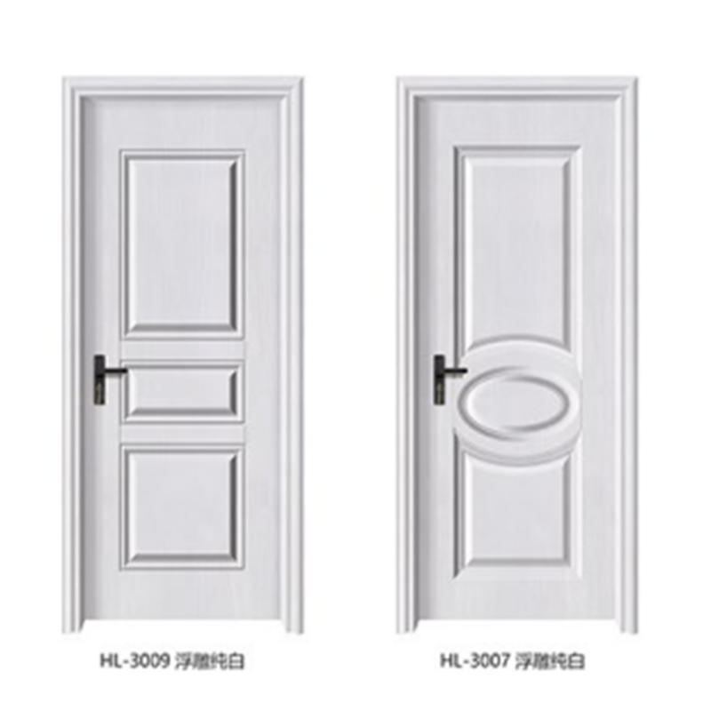 3D Mould Design Waterproof  WPC White Bathroom Door HL-3007